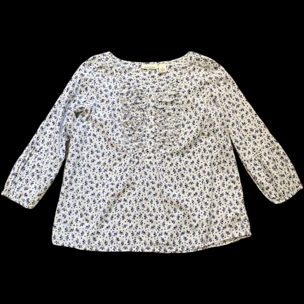 DKNY Jeans Boho Style Blouse with blue flowers